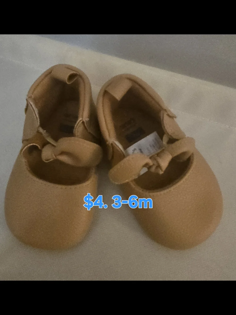 Carter's Tan Bow Mary Jane Baby Shoes